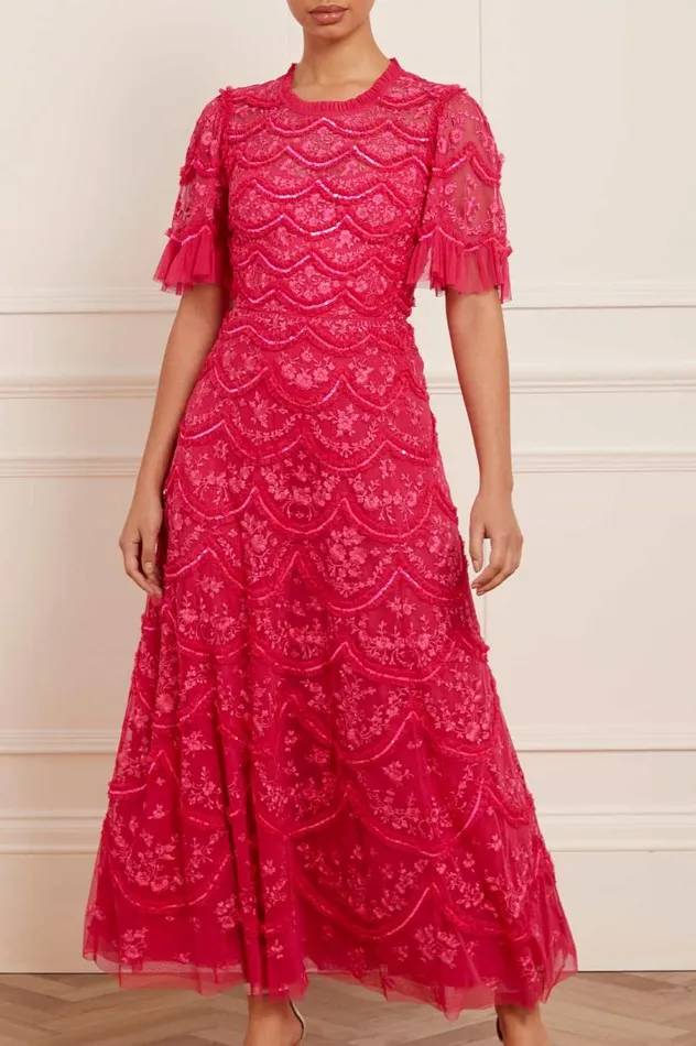 Women Embellished Dresses Needle and Thread Lily Bloom Ankle Gown Pink