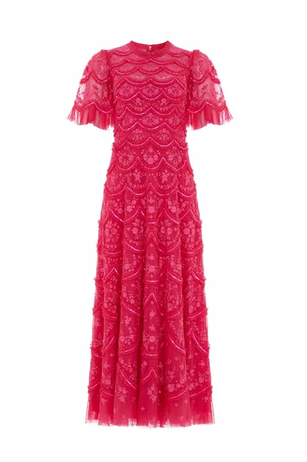 Women Embellished Dresses Needle and Thread Lily Bloom Ankle Gown Pink