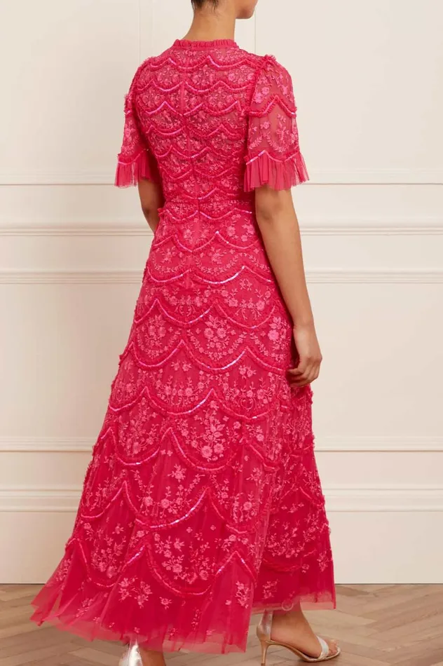 Women Embellished Dresses Needle and Thread Lily Bloom Ankle Gown Pink