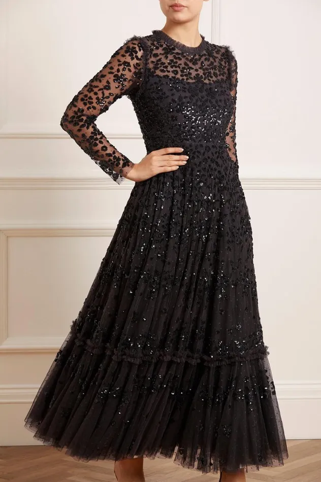 Women Embellished Dresses Needle and Thread Margot Ankle Gown Black