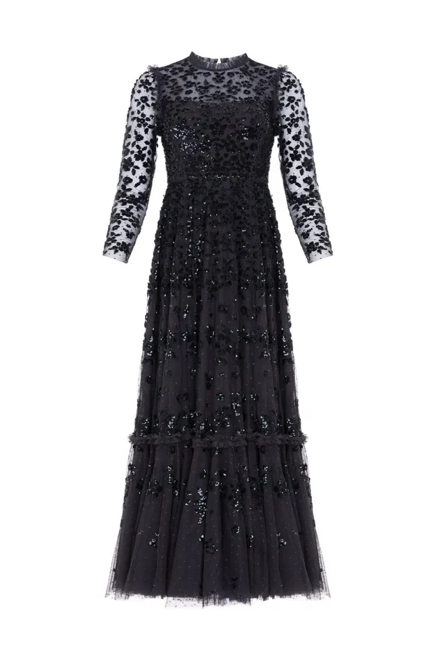 Women Embellished Dresses Needle and Thread Margot Ankle Gown Black