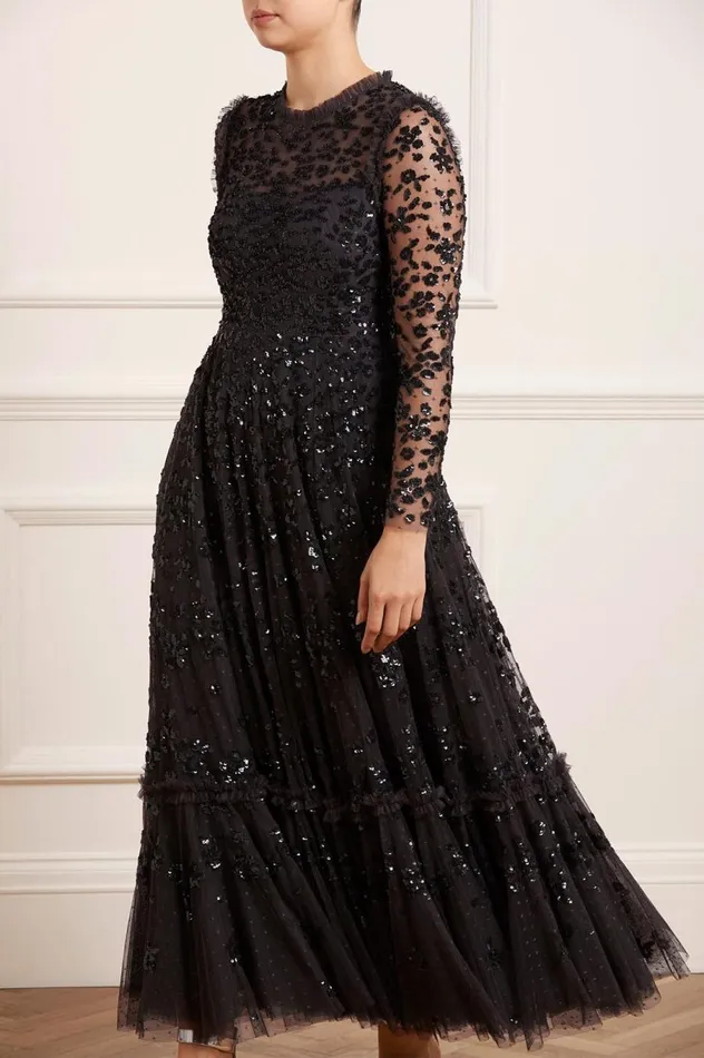 Women Embellished Dresses Needle and Thread Margot Ankle Gown Black