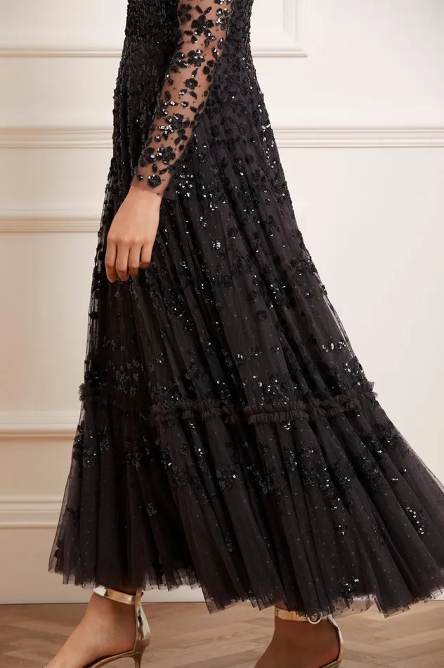 Women Embellished Dresses Needle and Thread Margot Ankle Gown Black