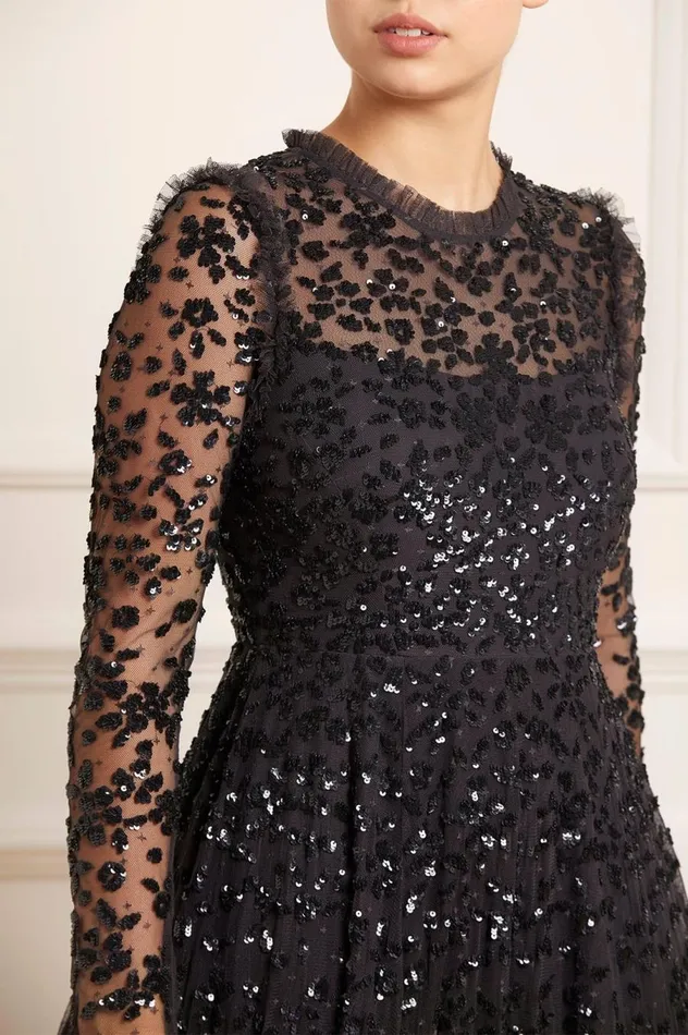Women Embellished Dresses Needle and Thread Margot Ankle Gown Black