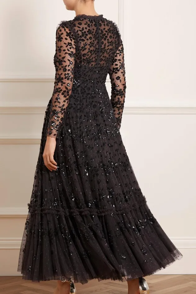 Women Embellished Dresses Needle and Thread Margot Ankle Gown Black