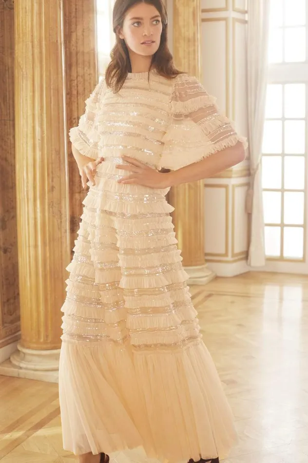 Women Embellished Dresses Needle and Thread Nancy Frill Gown Champagne