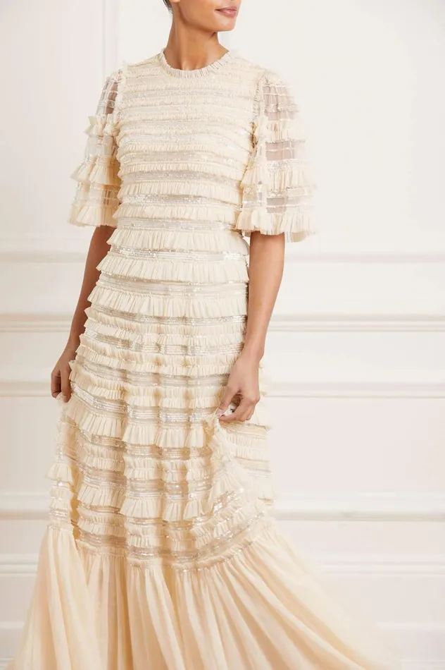 Women Embellished Dresses Needle and Thread Nancy Frill Gown Champagne