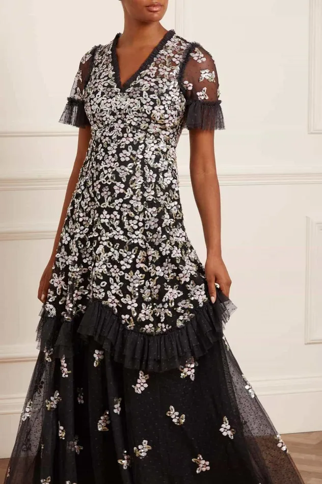 Women Embellished Dresses Needle and Thread Raina Gown Black
