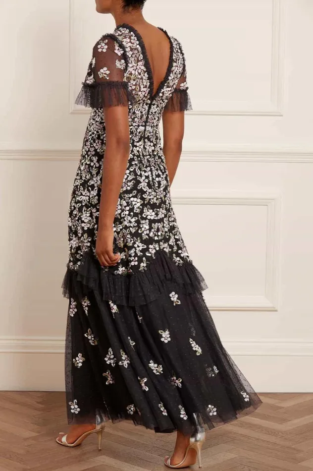 Women Embellished Dresses Needle and Thread Raina Gown Black