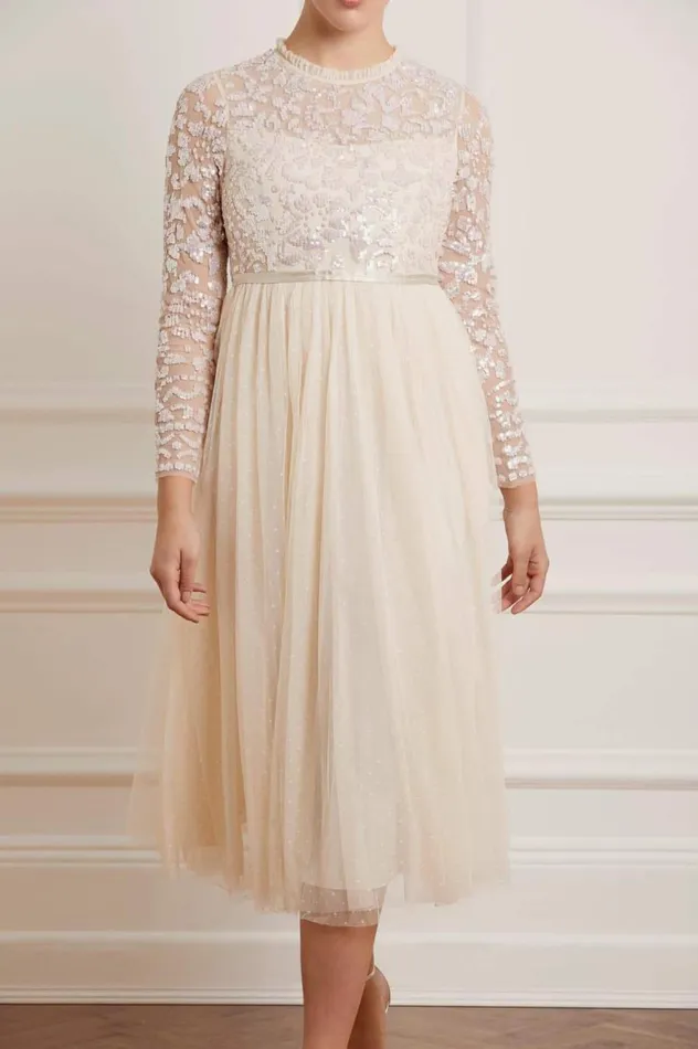 Women Embellished Dresses Needle and Thread Tempest Bodice Ballerina Dress Champagne
