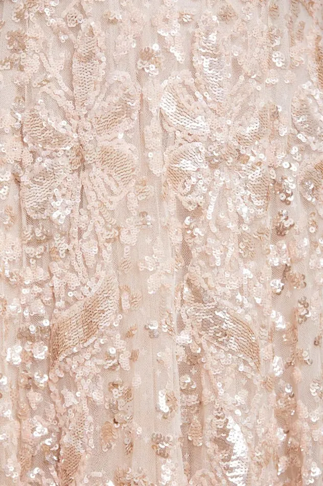 Women Embellished Dresses Needle and Thread Trailing Bow Gown Champagne Women Embellished Dresses Needle and Thread Trailing Bow Gown Champagne