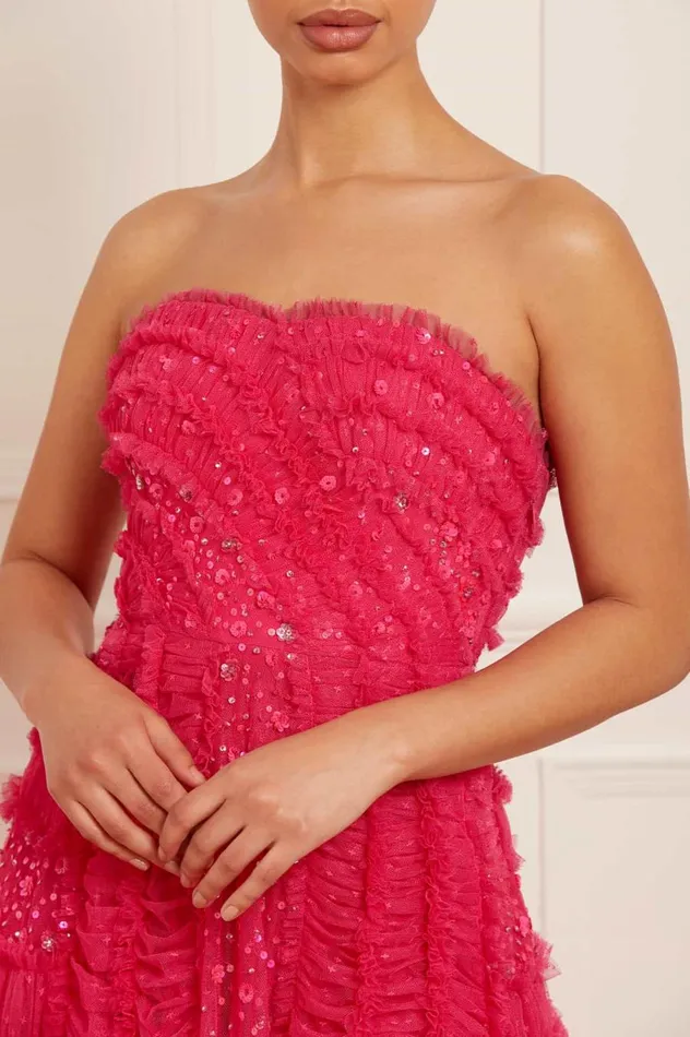 Women Embellished Dresses Needle and Thread Violet Shimmer Strapless Gown Pink Women Embellished Dresses Needle and Thread Violet Shimmer Strapless Gown Pink