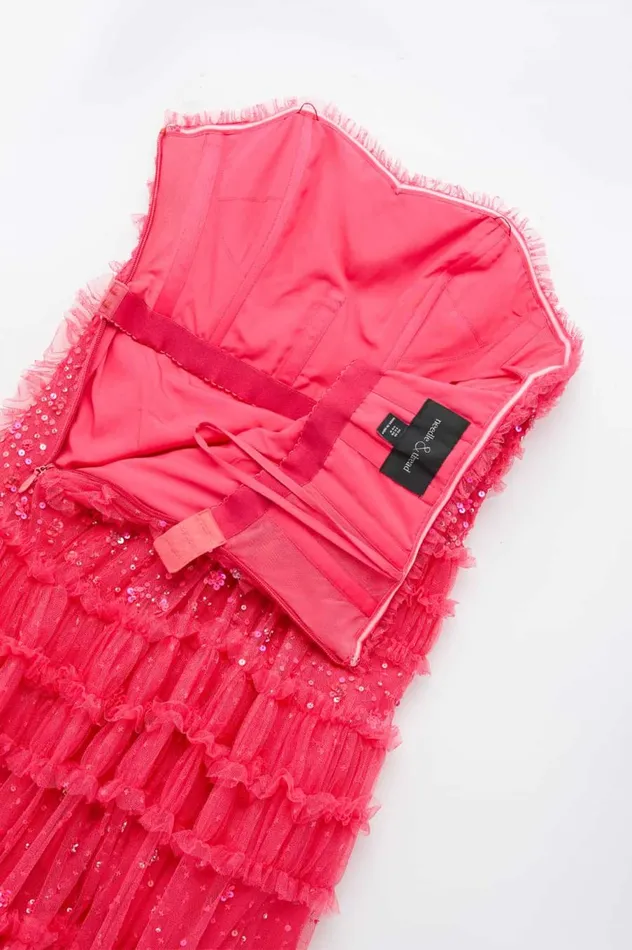 Women Embellished Dresses Needle and Thread Violet Shimmer Strapless Gown Pink Women Embellished Dresses Needle and Thread Violet Shimmer Strapless Gown Pink