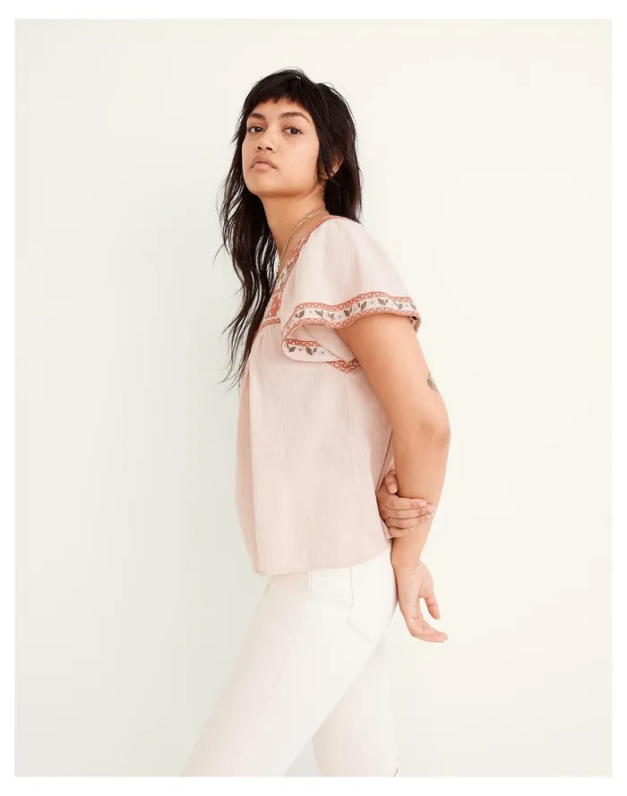 Women Embroidered Square Neck Top Avalon Pink Madewell Tops and Shirts Women Embroidered Square Neck Top Avalon Pink Madewell Tops and Shirts