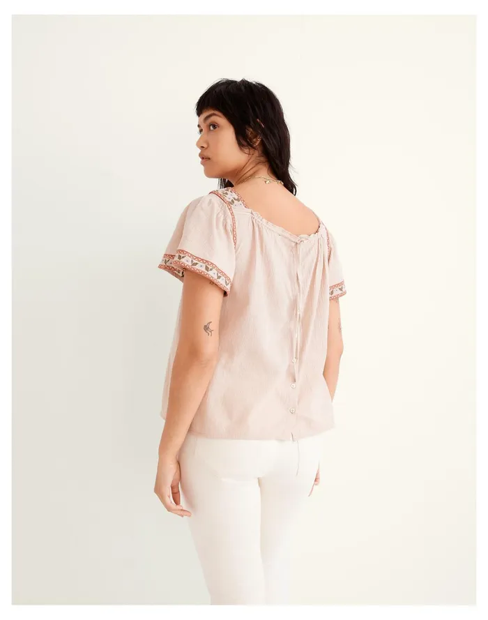 Women Embroidered Square Neck Top Avalon Pink Madewell Tops and Shirts Women Embroidered Square Neck Top Avalon Pink Madewell Tops and Shirts
