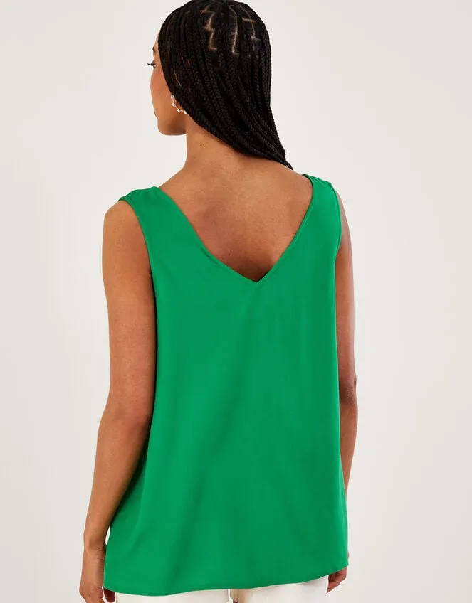 Women Embroidered Wide Strap Vest Top Green Monsoon Tops and Blouses
