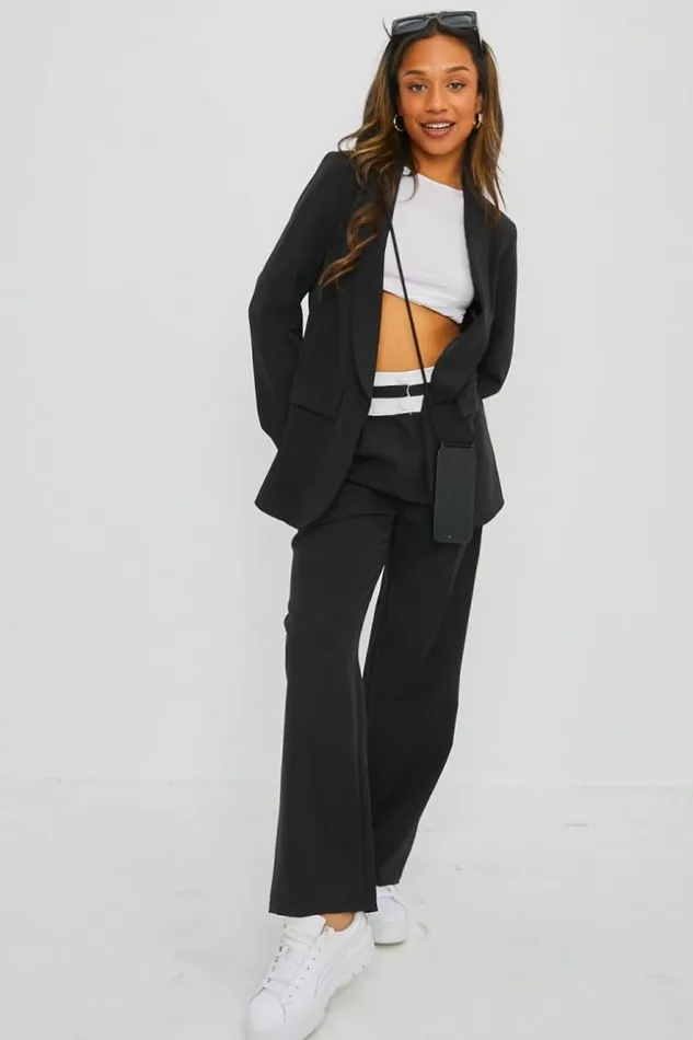 Women Ensemble 2 Pices Blazer Pantalon Noir Black Brentiny Paris Sets With Top Bottoms Women Ensemble 2 Pices Blazer Pantalon Noir Black Brentiny Paris Sets With Top Bottoms