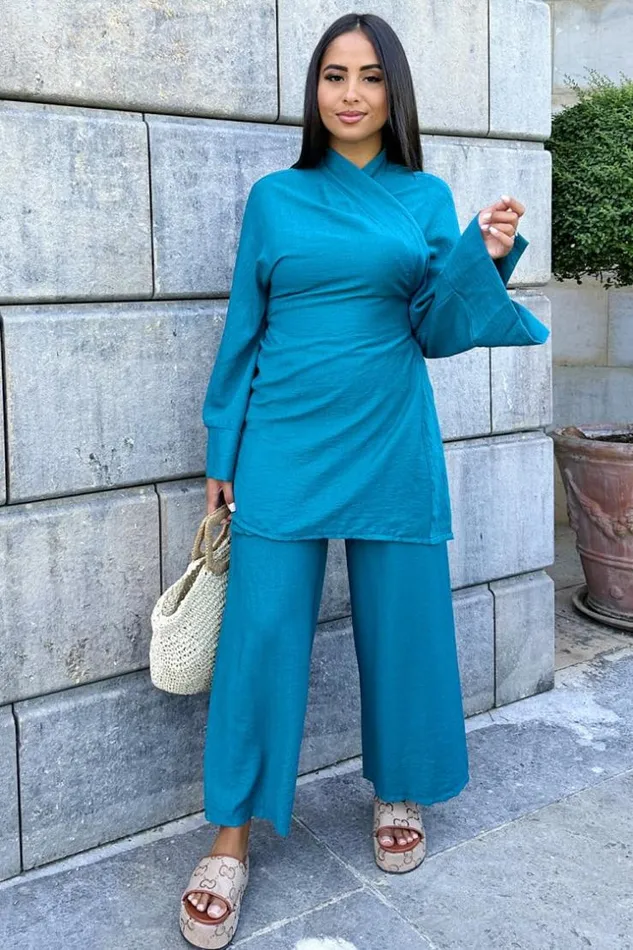 Women Ensemble 2 Pices Blouse Pantalon Bleu A Nou Blue Brentiny Paris Shirts and Blouses Women Ensemble 2 Pices Blouse Pantalon Bleu A Nou Blue Brentiny Paris Shirts and Blouses