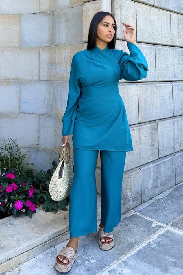 Women Ensemble 2 Pices Blouse Pantalon Bleu A Nou Blue Brentiny Paris Shirts and Blouses Women Ensemble 2 Pices Blouse Pantalon Bleu A Nou Blue Brentiny Paris Shirts and Blouses