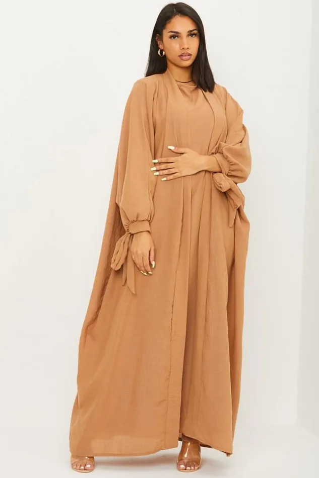Women Ensemble 2 Pices Kimono Robe Camel Camel Brentiny Paris Jackets
