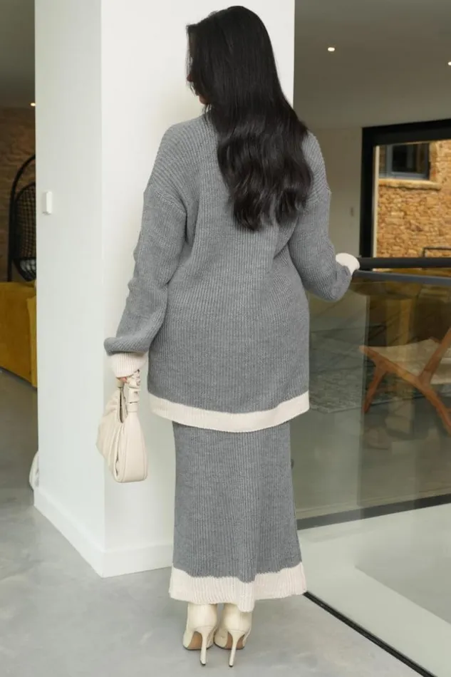 Women Ensemble 2 Pices Pull Jupe Bicolore Gris Et Beige Grey Brentiny Paris White Tops Women Ensemble 2 Pices Pull Jupe Bicolore Gris Et Beige Grey Brentiny Paris White Tops