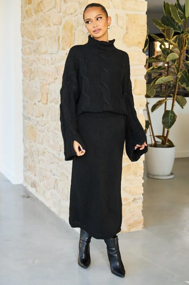 Women Ensemble 2 Pices Pull Jupe En Maille Noir Black Brentiny Paris Sweaters and Sweatshirts Women Ensemble 2 Pices Pull Jupe En Maille Noir Black Brentiny Paris Sweaters and Sweatshirts
