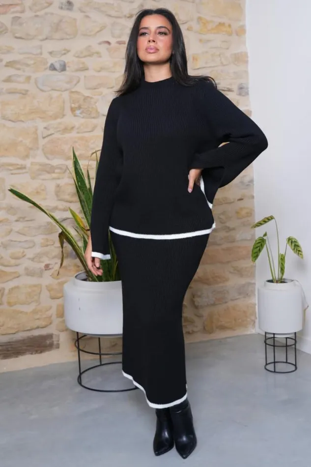 Women Ensemble 2 Pices Pull Jupe En Maille Noir Et Beige Black Brentiny Paris Sweaters and Sweatshirts Women Ensemble 2 Pices Pull Jupe En Maille Noir Et Beige Black Brentiny Paris Sweaters and Sweatshirts