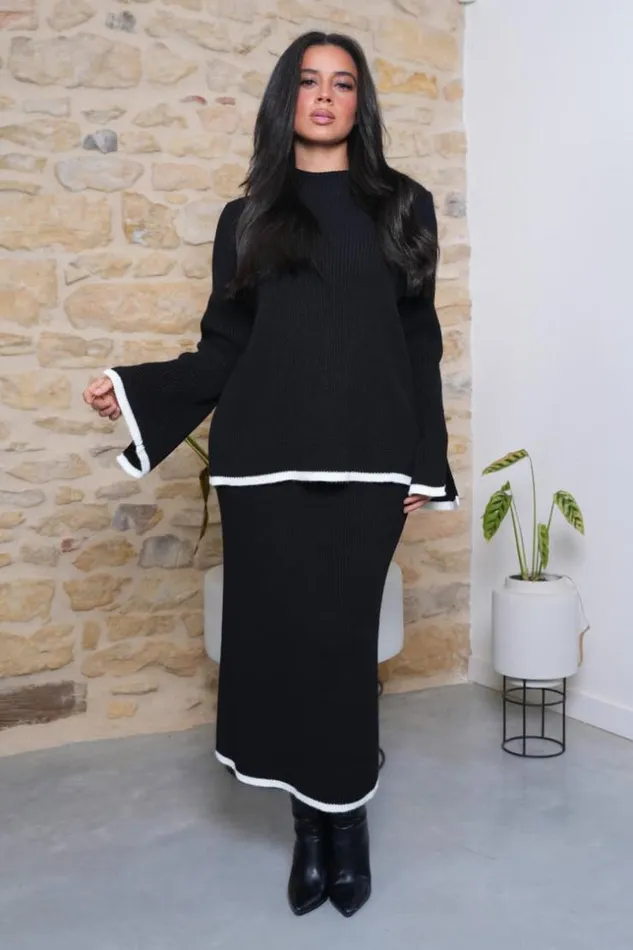 Women Ensemble 2 Pices Pull Jupe En Maille Noir Et Beige Black Brentiny Paris Sweaters and Sweatshirts Women Ensemble 2 Pices Pull Jupe En Maille Noir Et Beige Black Brentiny Paris Sweaters and Sweatshirts