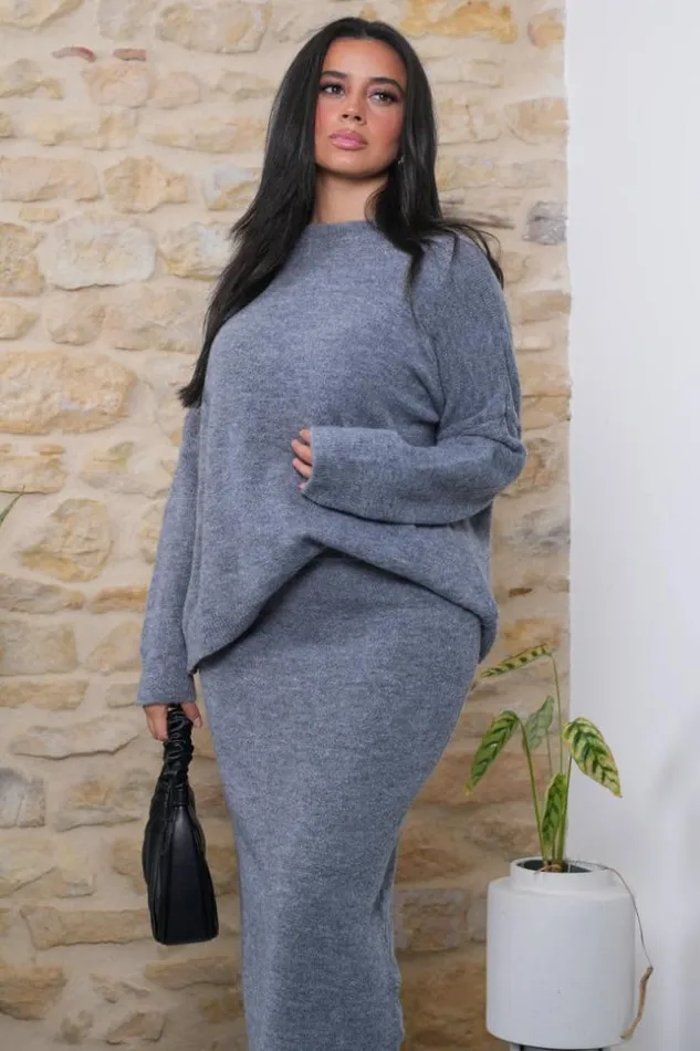 Women Ensemble 2 Pices Pull Jupe Grise Texture Grey Brentiny Paris Sweaters and Sweatshirts Women Ensemble 2 Pices Pull Jupe Grise Texture Grey Brentiny Paris Sweaters and Sweatshirts