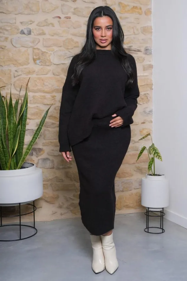 Women Ensemble 2 Pices Pull Jupe Marron Texture Brown Brentiny Paris Sweaters and Sweatshirts Women Ensemble 2 Pices Pull Jupe Marron Texture Brown Brentiny Paris Sweaters and Sweatshirts
