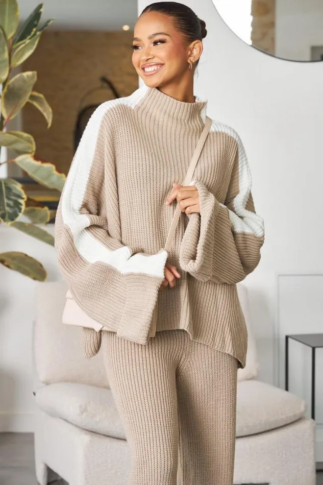 Women Ensemble 2 Pices Pull Pantalon En Maille Beige FoncBlanc Darkbeige Brentiny Paris Sweaters and Sweatshirts Women Ensemble 2 Pices Pull Pantalon En Maille Beige FoncBlanc Darkbeige Brentiny Paris Sweaters and Sweatshirts
