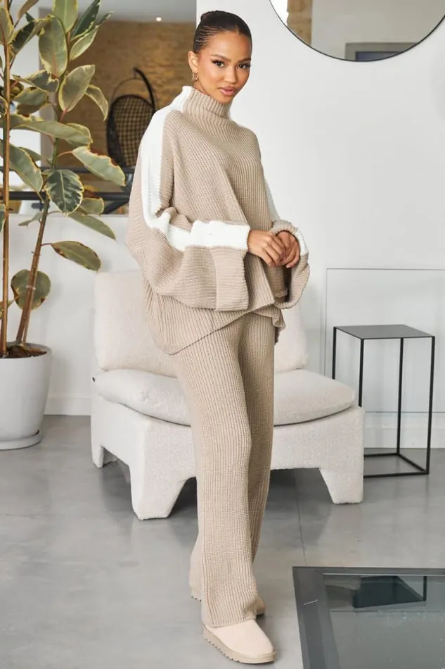 Women Ensemble 2 Pices Pull Pantalon En Maille Beige FoncBlanc Darkbeige Brentiny Paris Sweaters and Sweatshirts Women Ensemble 2 Pices Pull Pantalon En Maille Beige FoncBlanc Darkbeige Brentiny Paris Sweaters and Sweatshirts