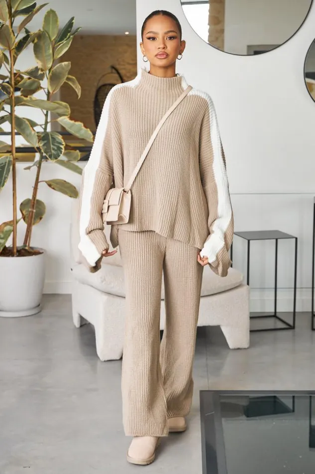 Women Ensemble 2 Pices Pull Pantalon En Maille Beige FoncBlanc Darkbeige Brentiny Paris Sweaters and Sweatshirts Women Ensemble 2 Pices Pull Pantalon En Maille Beige FoncBlanc Darkbeige Brentiny Paris Sweaters and Sweatshirts