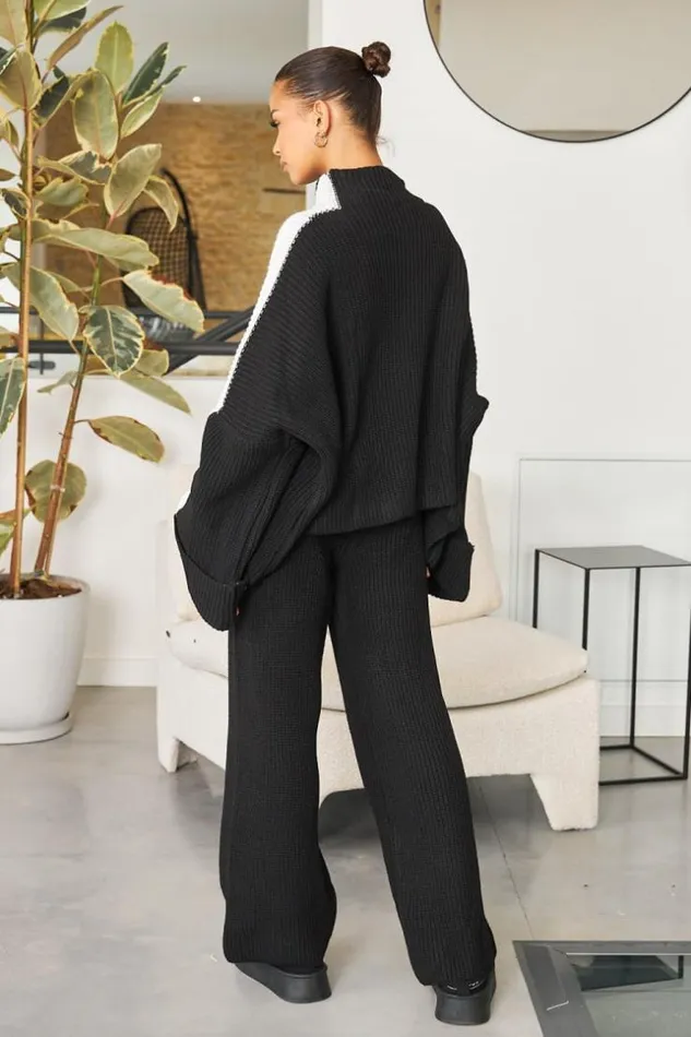 Women Ensemble 2 Pices Pull Pantalon En Maille NoirBlanc Black Brentiny Paris White Tops Women Ensemble 2 Pices Pull Pantalon En Maille NoirBlanc Black Brentiny Paris White Tops