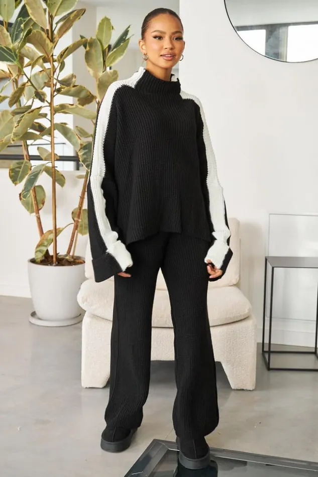 Women Ensemble 2 Pices Pull Pantalon En Maille NoirBlanc Black Brentiny Paris White Tops Women Ensemble 2 Pices Pull Pantalon En Maille NoirBlanc Black Brentiny Paris White Tops