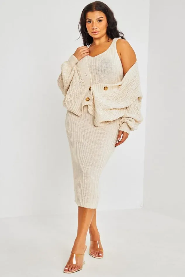 Women Ensemble 2 Pices Robe Gilet Beige Beige Brentiny Paris Short Dresses