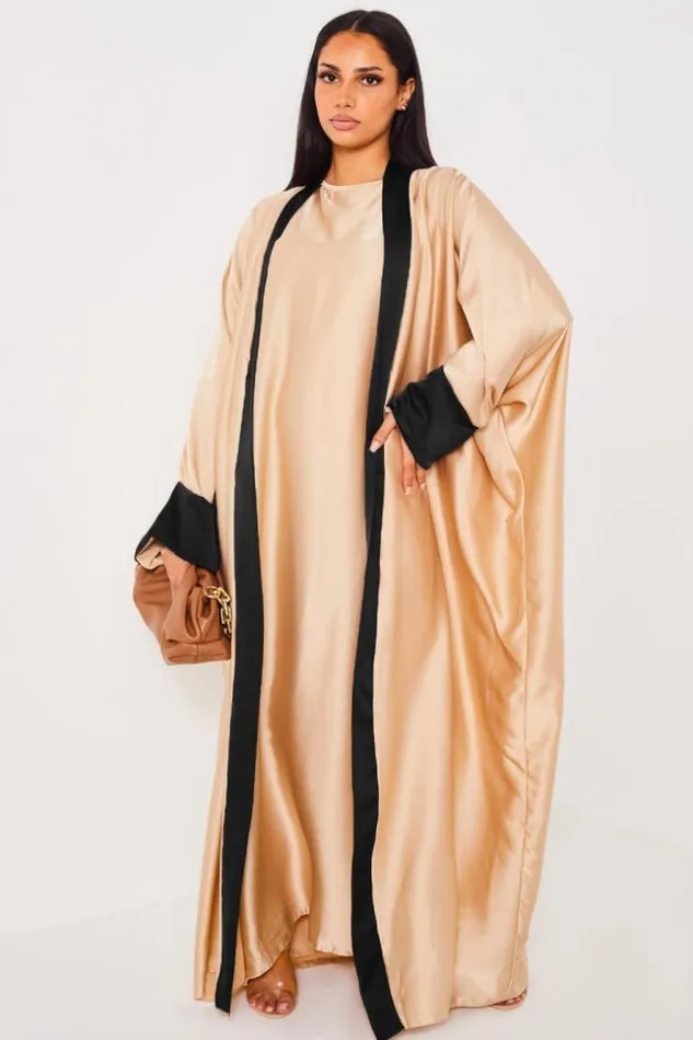 Women Ensemble 2 Pices Robe Kimono Beige Bandes Noir Beige Brentiny Paris Collection Ramadan Women Ensemble 2 Pices Robe Kimono Beige Bandes Noir Beige Brentiny Paris Collection Ramadan
