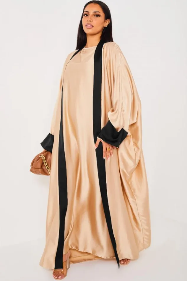 Women Ensemble 2 Pices Robe Kimono Beige Bandes Noir Beige Brentiny Paris Collection Ramadan Women Ensemble 2 Pices Robe Kimono Beige Bandes Noir Beige Brentiny Paris Collection Ramadan
