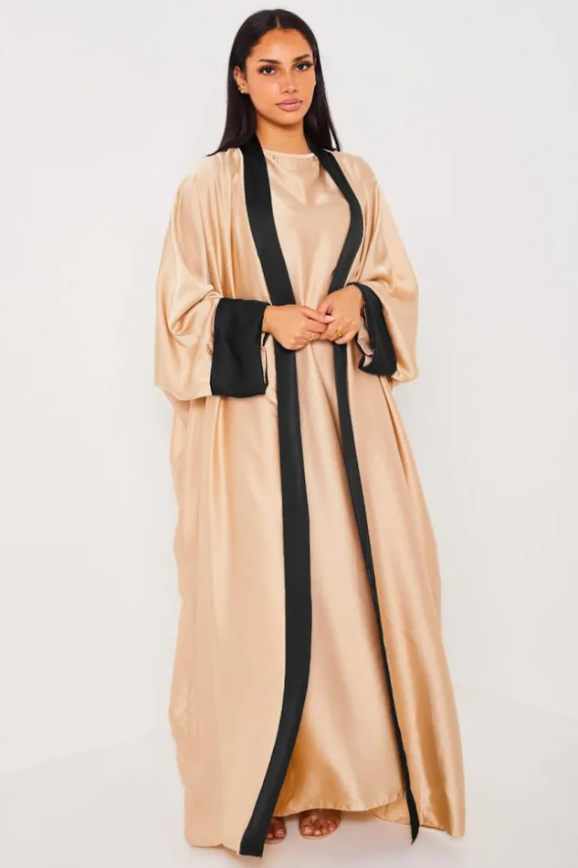 Women Ensemble 2 Pices Robe Kimono Beige Bandes Noir Beige Brentiny Paris Collection Ramadan Women Ensemble 2 Pices Robe Kimono Beige Bandes Noir Beige Brentiny Paris Collection Ramadan