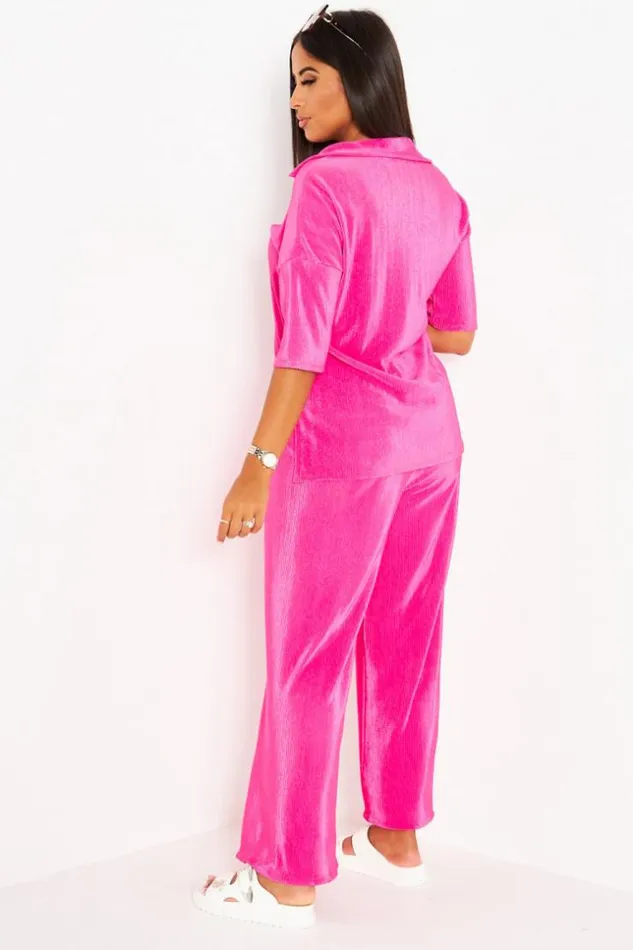 Women Ensemble 2 Pices Top Pantalon Fuchsia Pliss Pink Brentiny Paris TShirts Women Ensemble 2 Pices Top Pantalon Fuchsia Pliss Pink Brentiny Paris TShirts
