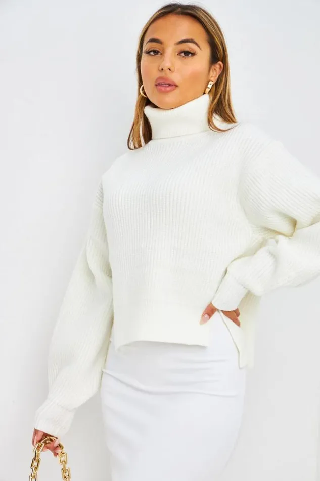 Women Ensemble Pull Jupe Crayon Longue Blanc White Brentiny Paris Skirts