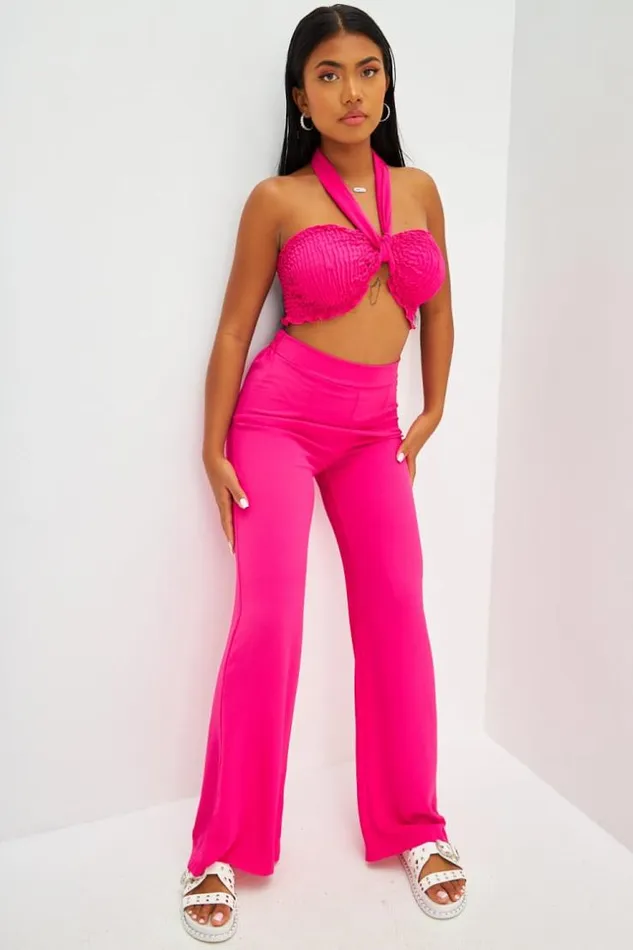 Women Ensemble Top Bandeau Pantalon Ample Rose Fuchsia Pink Brentiny Paris Top And Tank Tops Women Ensemble Top Bandeau Pantalon Ample Rose Fuchsia Pink Brentiny Paris Top And Tank Tops