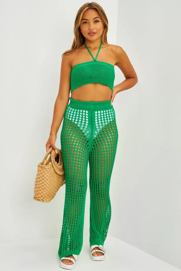 Women Ensemble Top Bandeau Pantalon En Maille Ajoure Vert Green Brentiny Paris Top And Tank Tops Women Ensemble Top Bandeau Pantalon En Maille Ajoure Vert Green Brentiny Paris Top And Tank Tops