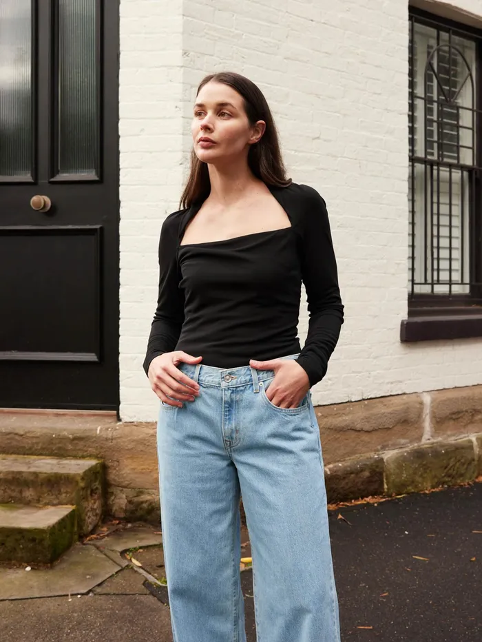 Women Esse Studios 8211 Odessa Square Top In Black The UNDONE Tops