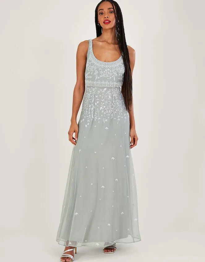 Women Eugiene Embroidered Maxi Dress Green Monsoon Occasionwear