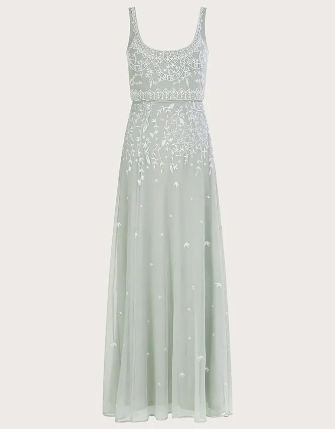 Women Eugiene Embroidered Maxi Dress Green Monsoon Occasionwear