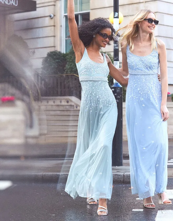 Women Eugiene Embroidered Maxi Dress Green Monsoon Occasionwear