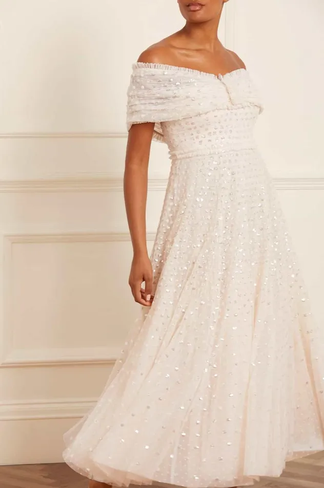 Women Evening Dresses Needle and Thread Grace Gloss OffShoulder Ankle Gown Champagne