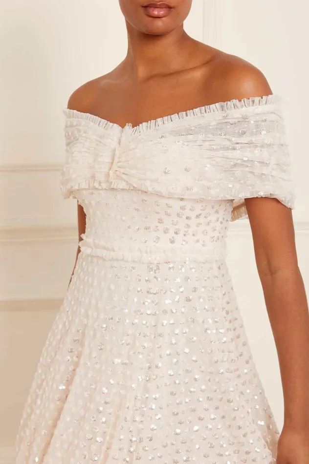Women Evening Dresses Needle and Thread Grace Gloss OffShoulder Ankle Gown Champagne