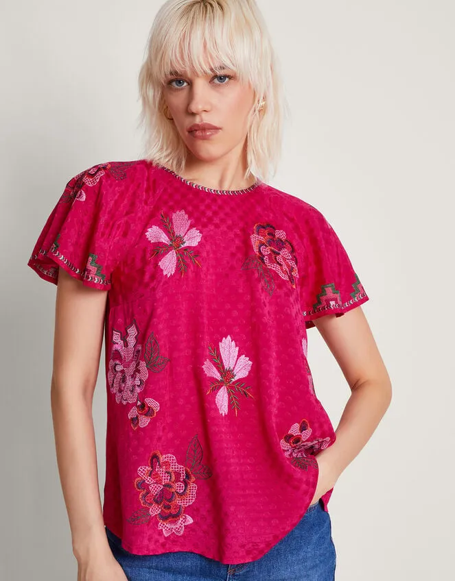 Women Everly Embroidered Blouse Pink Monsoon Tops and Blouses